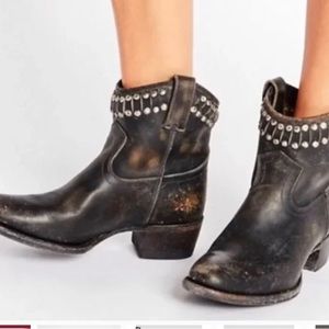Frye 9.5 studded embellished ankle boots black